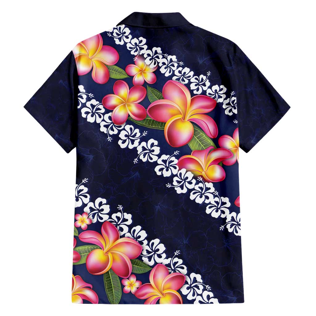Blue Polynesia Family Matching Short Sleeve Bodycon Dress and Hawaiian Shirt Plumeria With Hibiscus Pattern Tropical Vibes