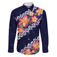 Blue Polynesia Family Matching Short Sleeve Bodycon Dress and Hawaiian Shirt Plumeria With Hibiscus Pattern Tropical Vibes