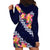 Blue Polynesia Hoodie Dress Plumeria With Hibiscus Pattern Tropical Vibes