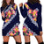 Blue Polynesia Hoodie Dress Plumeria With Hibiscus Pattern Tropical Vibes