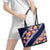 Blue Polynesia Leather Tote Bag Plumeria With Hibiscus Pattern Tropical Vibes