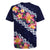 Blue Polynesia Rugby Jersey Plumeria With Hibiscus Pattern Tropical Vibes