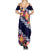 Blue Polynesia Summer Maxi Dress Plumeria With Hibiscus Pattern Tropical Vibes