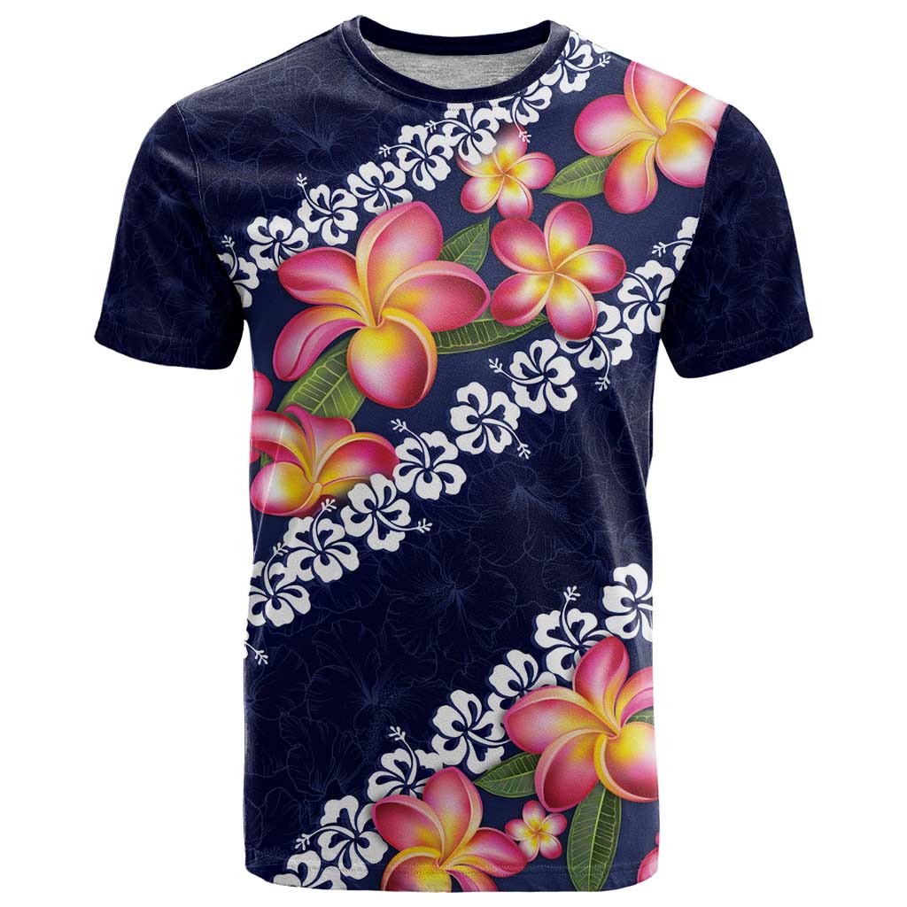 Blue Polynesia T Shirt Plumeria With Hibiscus Pattern Tropical Vibes