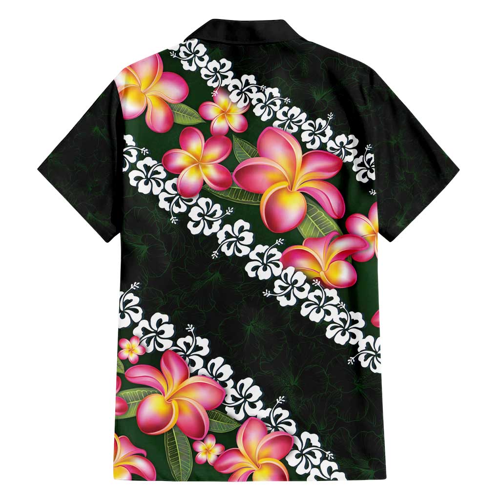 Green Polynesia Family Matching Long Sleeve Bodycon Dress and Hawaiian Shirt Plumeria With Hibiscus Pattern Tropical Vibes LT14 - Polynesian Pride