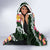 Green Polynesia Hooded Blanket Plumeria With Hibiscus Pattern Tropical Vibes