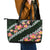 Green Polynesia Leather Tote Bag Plumeria With Hibiscus Pattern Tropical Vibes