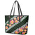 Green Polynesia Leather Tote Bag Plumeria With Hibiscus Pattern Tropical Vibes