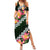 Green Polynesia Summer Maxi Dress Plumeria With Hibiscus Pattern Tropical Vibes