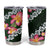 Green Polynesia Tumbler Cup Plumeria With Hibiscus Pattern Tropical Vibes