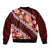 Oxblood Polynesia Bomber Jacket Plumeria With Hibiscus Pattern Tropical Vibes