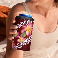 Oxblood Polynesia 4 in 1 Can Cooler Tumbler Plumeria With Hibiscus Pattern Tropical Vibes