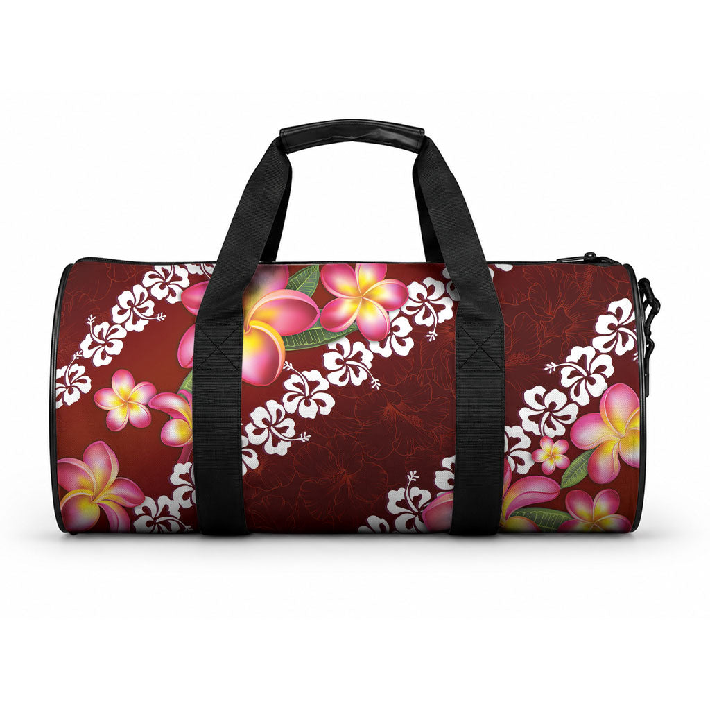Oxblood Polynesia Duffle Bag Plumeria With Hibiscus Pattern Tropical Vibes LT14 One size Oxblood - Polynesian Pride