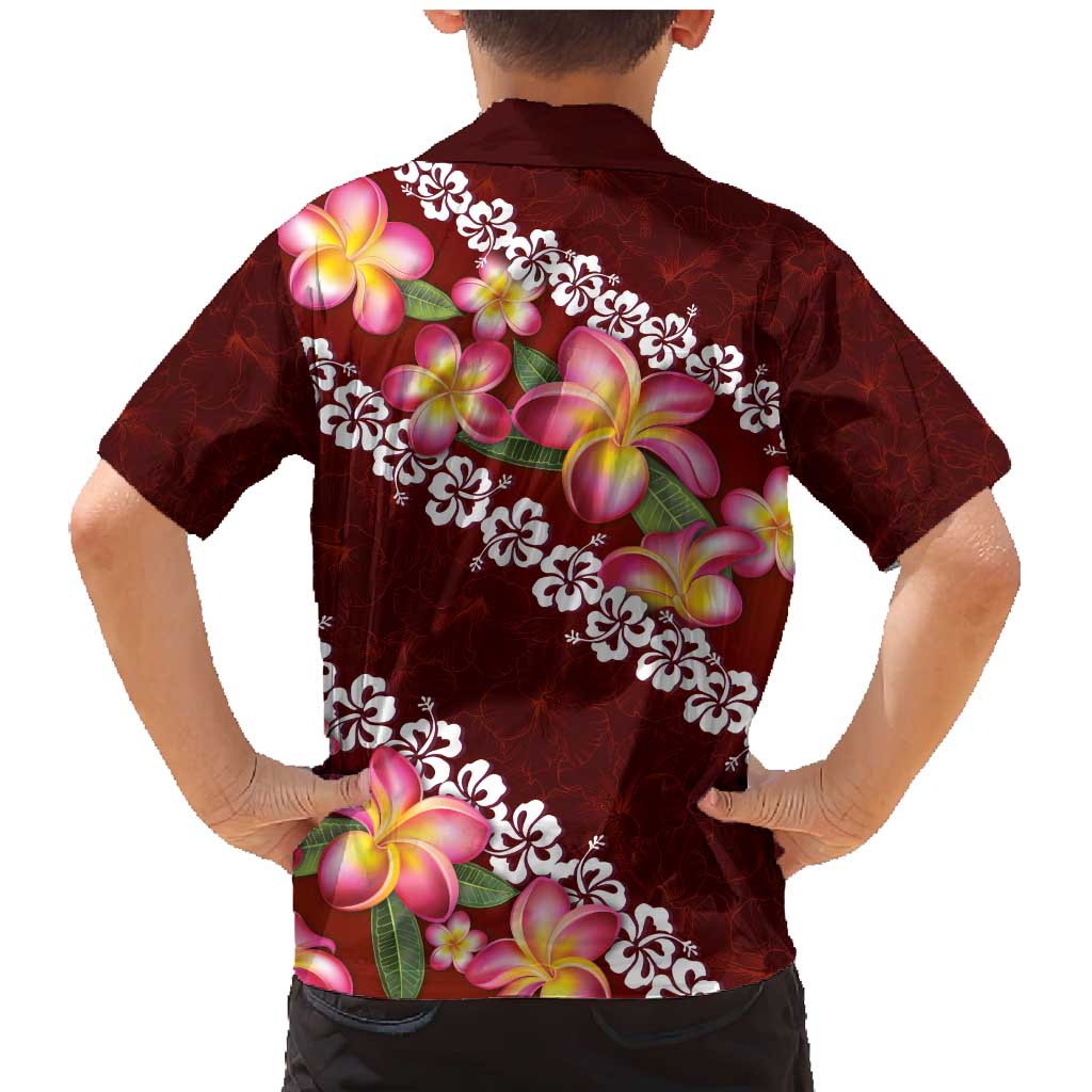 Oxblood Polynesia Family Matching Mermaid Dress and Hawaiian Shirt Plumeria With Hibiscus Pattern Tropical Vibes LT14 - Polynesian Pride
