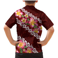 Oxblood Polynesia Family Matching Mermaid Dress and Hawaiian Shirt Plumeria With Hibiscus Pattern Tropical Vibes LT14 - Polynesian Pride