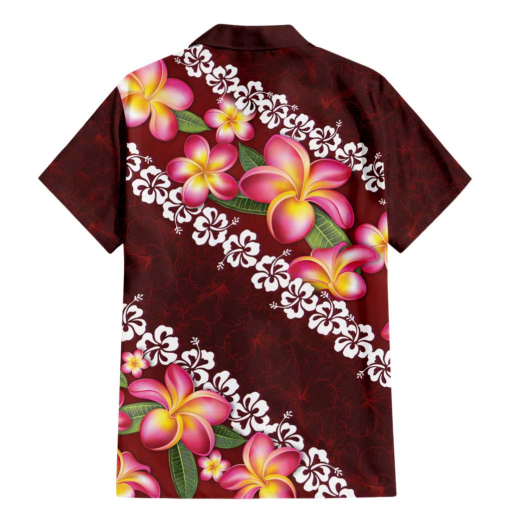 Oxblood Polynesia Family Matching Mermaid Dress and Hawaiian Shirt Plumeria With Hibiscus Pattern Tropical Vibes LT14 - Polynesian Pride