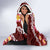 Oxblood Polynesia Hooded Blanket Plumeria With Hibiscus Pattern Tropical Vibes