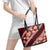 Oxblood Polynesia Leather Tote Bag Plumeria With Hibiscus Pattern Tropical Vibes