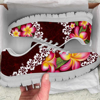 Oxblood Polynesia Sneakers Plumeria With Hibiscus Pattern Tropical Vibes