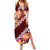 Oxblood Polynesia Summer Maxi Dress Plumeria With Hibiscus Pattern Tropical Vibes