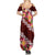 Oxblood Polynesia Summer Maxi Dress Plumeria With Hibiscus Pattern Tropical Vibes