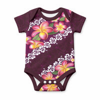 Pink Polynesia Baby Onesie Plumeria With Hibiscus Pattern Tropical Vibes LT14 Pink - Polynesian Pride