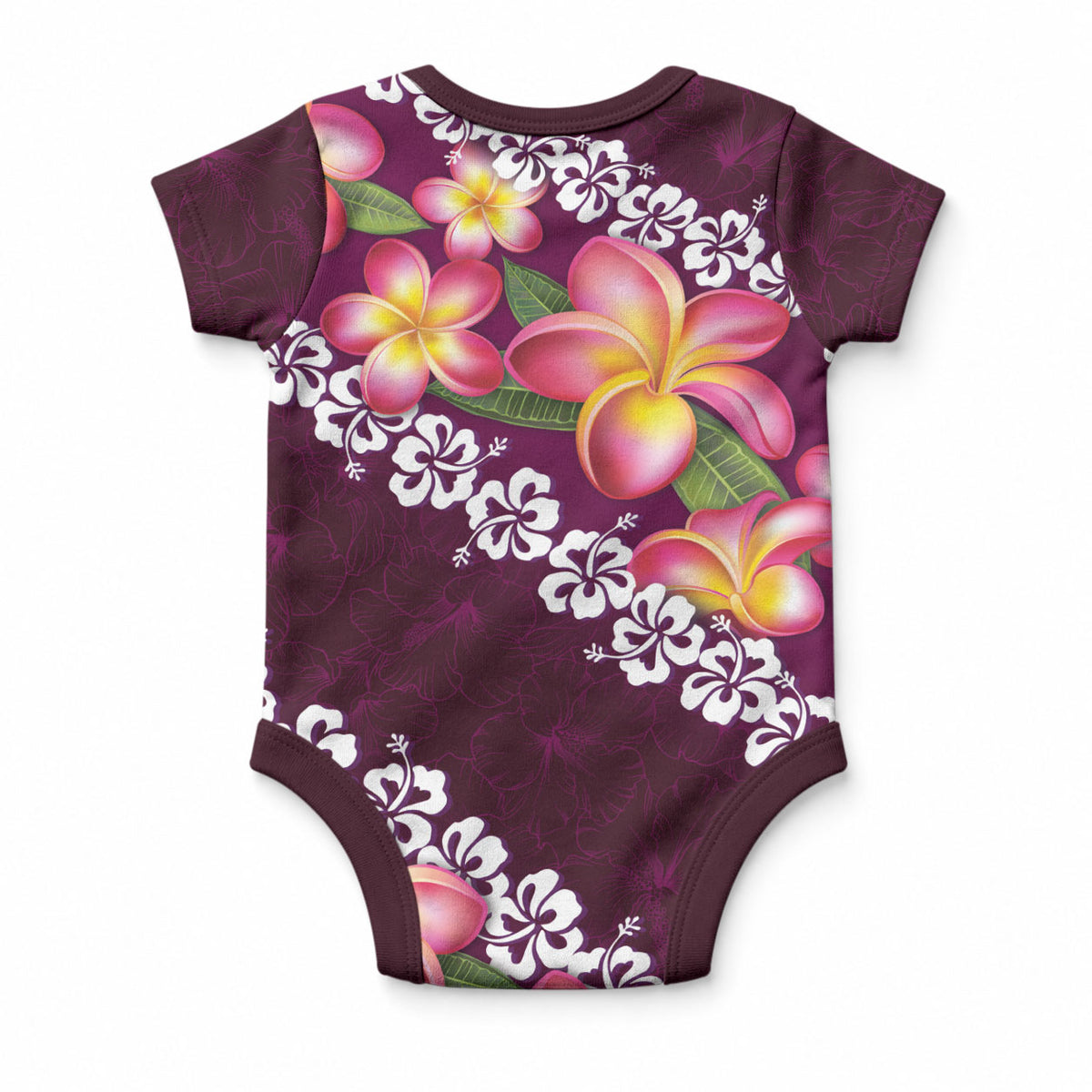 Pink Polynesia Baby Onesie Plumeria With Hibiscus Pattern Tropical Vibes LT14 - Polynesian Pride