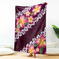 Pink Polynesia Blanket Plumeria With Hibiscus Pattern Tropical Vibes