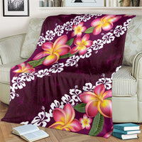 Pink Polynesia Blanket Plumeria With Hibiscus Pattern Tropical Vibes