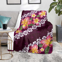 Pink Polynesia Blanket Plumeria With Hibiscus Pattern Tropical Vibes