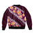 Pink Polynesia Bomber Jacket Plumeria With Hibiscus Pattern Tropical Vibes