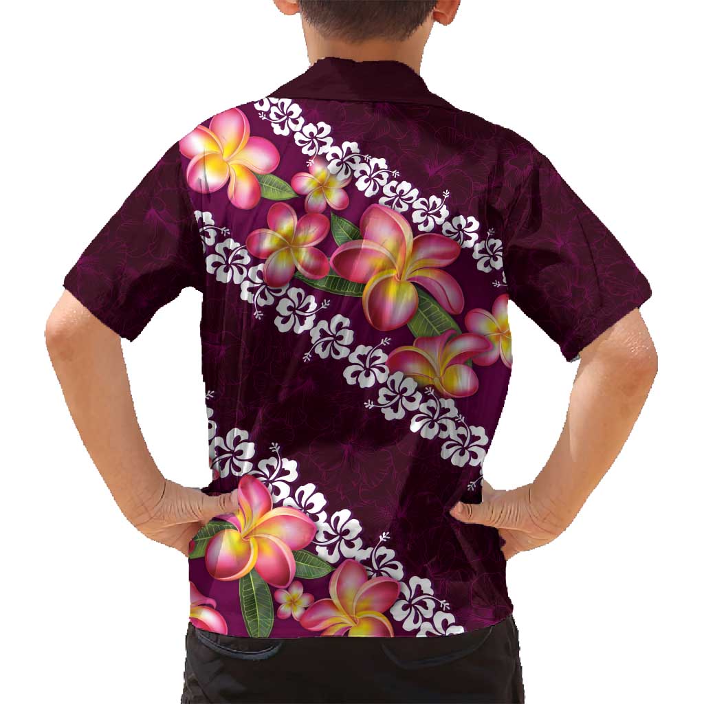Pink Polynesia Family Matching Long Sleeve Bodycon Dress and Hawaiian Shirt Plumeria With Hibiscus Pattern Tropical Vibes LT14 - Polynesian Pride