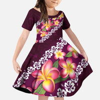 Pink Polynesia Family Matching Long Sleeve Bodycon Dress and Hawaiian Shirt Plumeria With Hibiscus Pattern Tropical Vibes LT14 Daughter's Dress Pink - Polynesian Pride