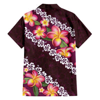 Pink Polynesia Family Matching Long Sleeve Bodycon Dress and Hawaiian Shirt Plumeria With Hibiscus Pattern Tropical Vibes LT14 - Polynesian Pride