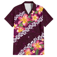 Pink Polynesia Family Matching Short Sleeve Bodycon Dress and Hawaiian Shirt Plumeria With Hibiscus Pattern Tropical Vibes LT14 Dad's Shirt - Short Sleeve Pink - Polynesian Pride