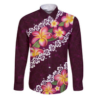 Pink Polynesia Family Matching Short Sleeve Bodycon Dress and Hawaiian Shirt Plumeria With Hibiscus Pattern Tropical Vibes LT14 Dad's Shirt - Long Sleeve Pink - Polynesian Pride
