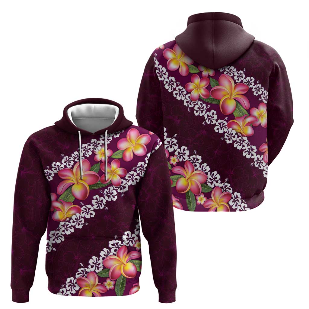 Pink Polynesia Hoodie Plumeria With Hibiscus Pattern Tropical Vibes