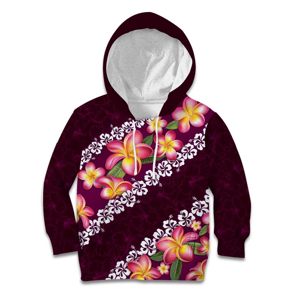 Pink Polynesia Kid Hoodie Plumeria With Hibiscus Pattern Tropical Vibes