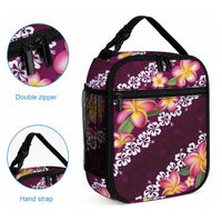 Pink Polynesia Lunch Bag Plumeria With Hibiscus Pattern Tropical Vibes LT14 - Polynesian Pride