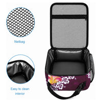 Pink Polynesia Lunch Bag Plumeria With Hibiscus Pattern Tropical Vibes LT14 - Polynesian Pride