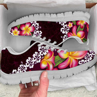 Pink Polynesia Sneakers Plumeria With Hibiscus Pattern Tropical Vibes