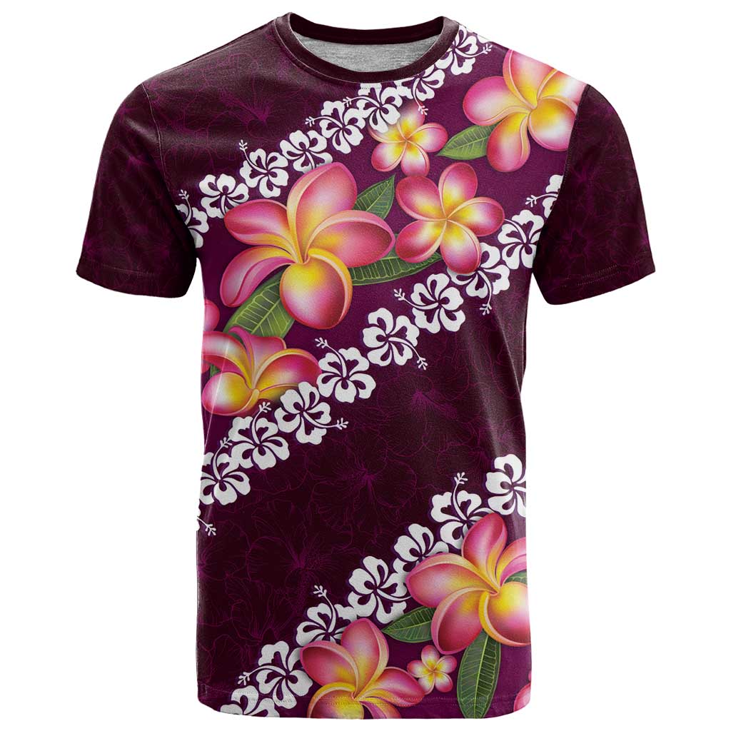 Pink Polynesia T Shirt Plumeria With Hibiscus Pattern Tropical Vibes