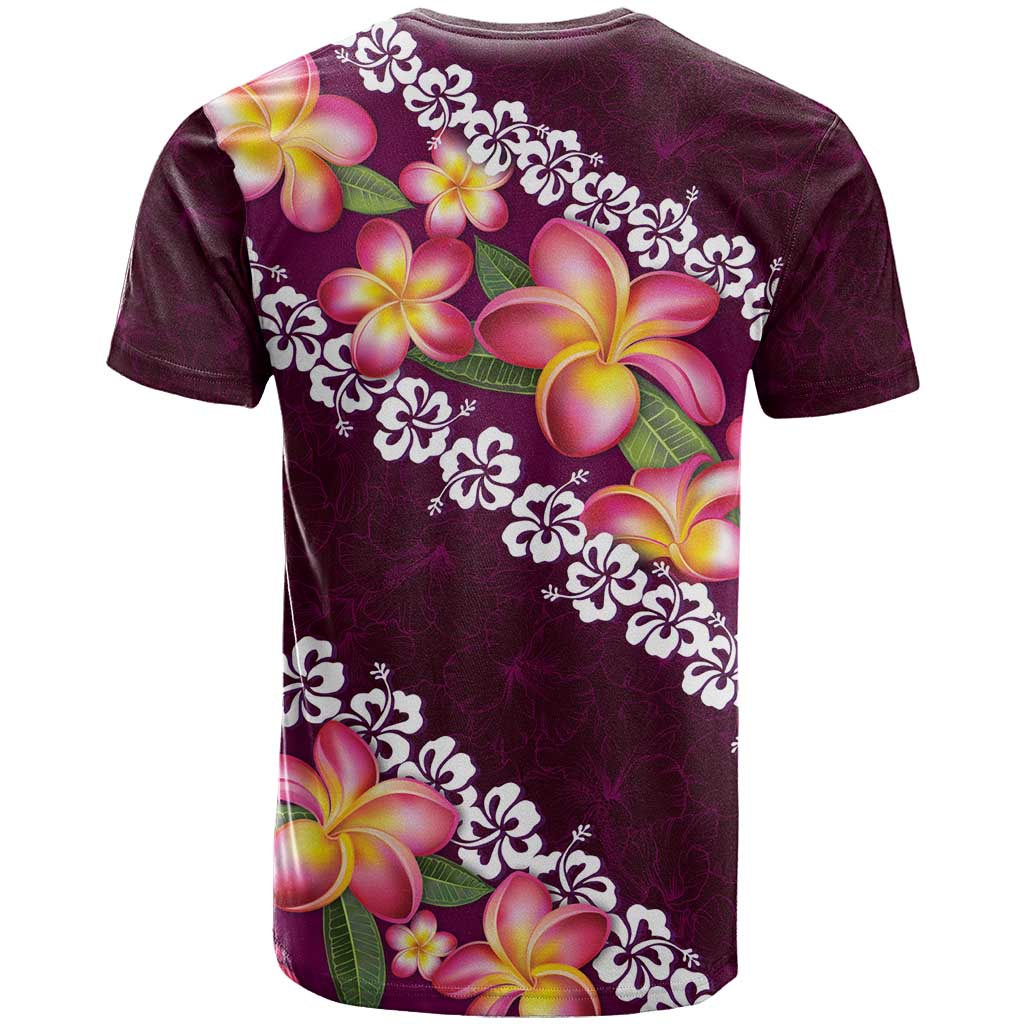 Pink Polynesia T Shirt Plumeria With Hibiscus Pattern Tropical Vibes