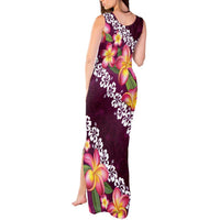 Pink Polynesia Tank Maxi Dress Plumeria With Hibiscus Pattern Tropical Vibes