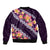 Purple Polynesia Bomber Jacket Plumeria With Hibiscus Pattern Tropical Vibes