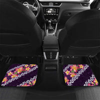 Purple Polynesia Car Mats Plumeria With Hibiscus Pattern Tropical Vibes