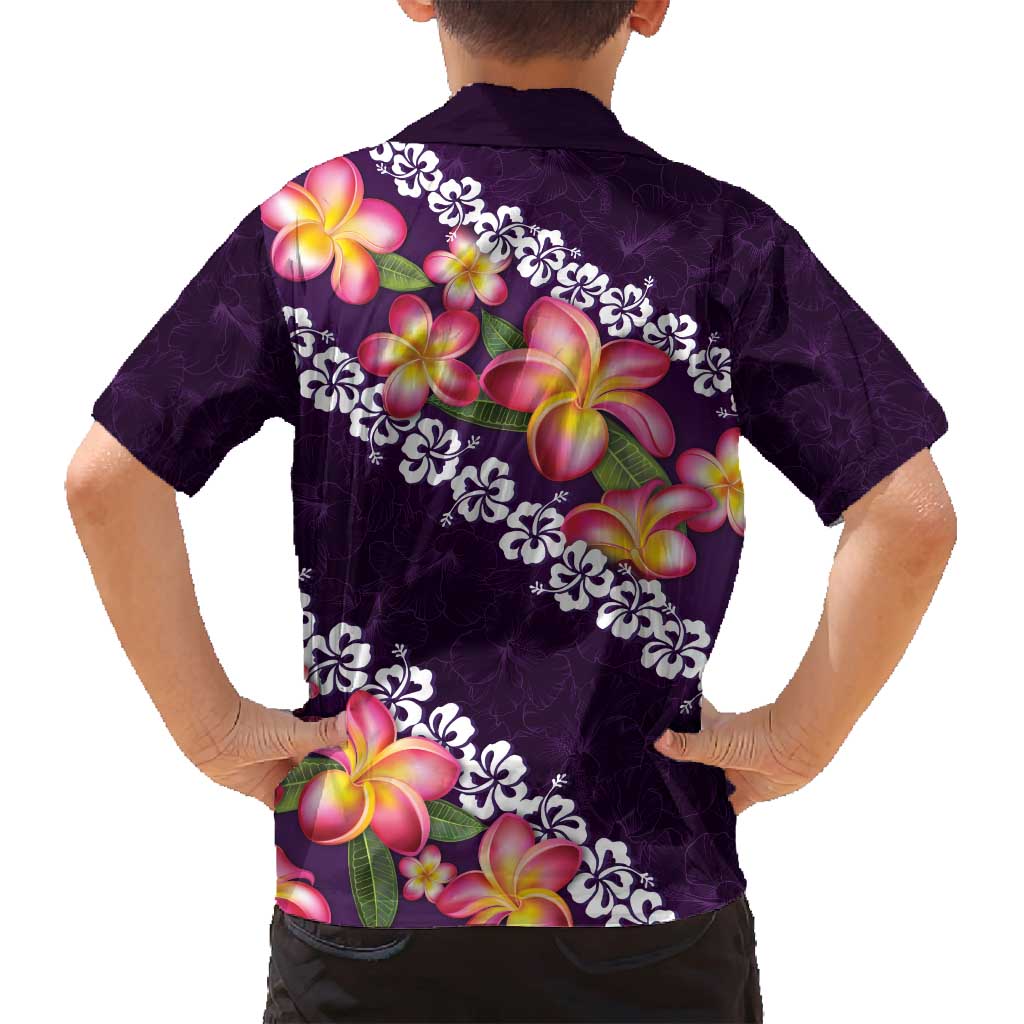 Purple Polynesia Family Matching Long Sleeve Bodycon Dress and Hawaiian Shirt Plumeria With Hibiscus Pattern Tropical Vibes LT14 - Polynesian Pride