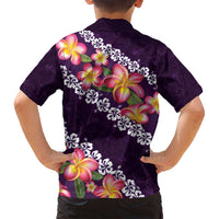 Purple Polynesia Family Matching Long Sleeve Bodycon Dress and Hawaiian Shirt Plumeria With Hibiscus Pattern Tropical Vibes LT14 - Polynesian Pride