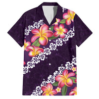 Purple Polynesia Family Matching Long Sleeve Bodycon Dress and Hawaiian Shirt Plumeria With Hibiscus Pattern Tropical Vibes LT14 Dad's Shirt - Short Sleeve Purple - Polynesian Pride