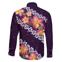 Purple Polynesia Family Matching Long Sleeve Bodycon Dress and Hawaiian Shirt Plumeria With Hibiscus Pattern Tropical Vibes LT14 - Polynesian Pride